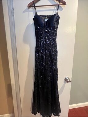 Windsor Leslie Sequin Formal Dress with Spaghetti Straps - Small